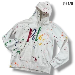 Polo by Ralph Lauren Multicolor Paint Splatter Hoodie M Great Condition